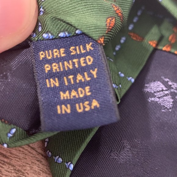 BROOKS BROTHERS Leaves Acorn Nature Green Blue Brown Silk Neck Tie - Picture 8 of 8